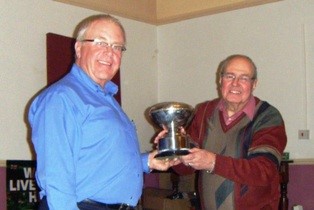 Dave Kent (Club Champion 2013-14) receiving Trophy from Tony Hopkin